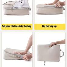 4 件套旅行收纳袋，可压缩衣物、床上用品收纳袋，整理衣柜