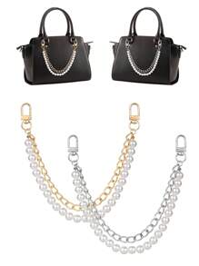 Random Vintage & New Style Gold Color Pearl Decor Bag Charm, Fashion Minimalist Elegant