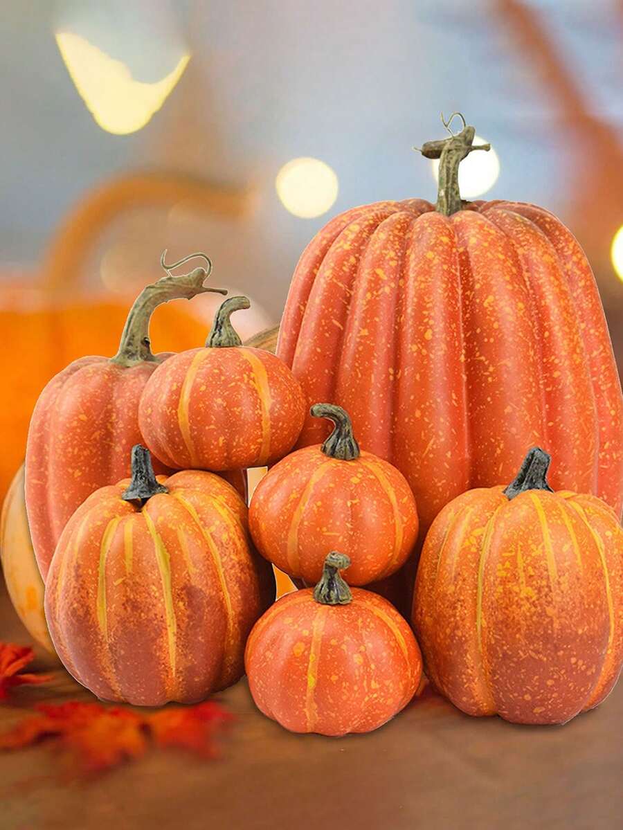 7pcs/Set Buatan Dekorasi Musim Gugur Berbagai Ukuran Palsu Realistis untuk Dekorasi Rumah Gaya Rumah Pertanian, Meja Tengah, Ruang Tamu, Dekorasi Rumah, Taman Luar Ruangan, Halaman, Halloween, Panen, Pesta Thanksgiving - MultiWarna - View 1