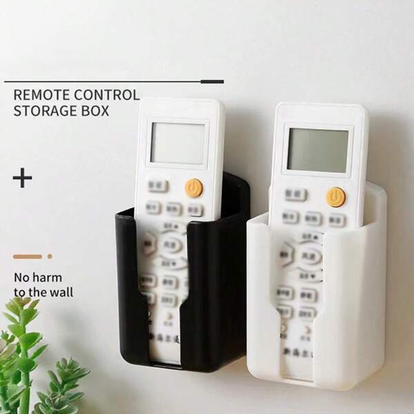 1 pieza Soporte para control remural clásico montado en la pared, caja de almacenamiento de plástico autoadhesiva y duradera para televisor y aire acondicionado