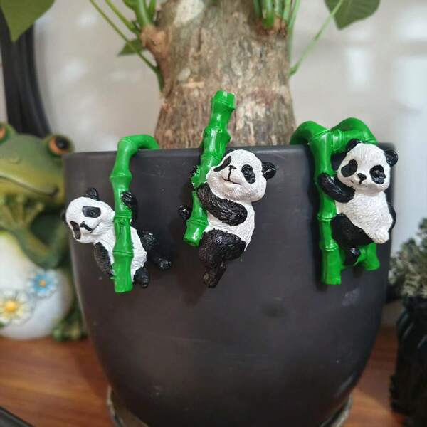 Cute Climbing Panda Planter Stand, Planter Hugger Resin Statue, Indoor Tabletop Decor, Outdoor Garden Decoration, Ideal For Christmas, Thanksgiving, Easter, Graduation, Valentine's Day Decoration & Gifts