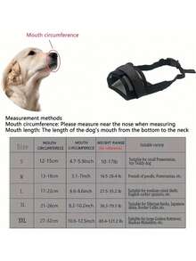 1 件透气网状狗嘴套，快速固定，带可调节带子，防咬防吠宠物嘴套，可调节宠物狗软面罩 - 黑色 - 查看 4