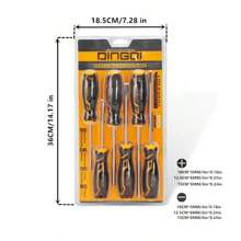 DINGQI Conjunto de 6 chaves de fenda com cabos confortáveis amarelos e pretos, chaves de fenda de nível industrial e cabeça chata para uso interno, externo, bicicleta e kit de ferramentas para reparo doméstico