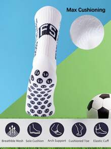 FLSHMCEN 1 paquete de calcetines de fútbol con agarre para hombres y cubrepantorrillas, protectores de pantorrilla antideslizantes para baloncesto, fútbol y deportes