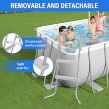 33" 2-Step Steel Frame Above Ground Swimming Pool Ladder,Heavy Duty Double Sided Removable Pool Steps,Pool Ladder Steps With Non-Slip Plastic Steps For Entry And Exit - None - View 6