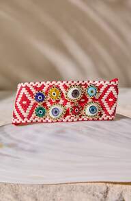 Tropiscape 1 Stück Lampwork Glas böse Augen gewebte Armbänder stapelbar Wickel Stoff Armbänder Urlaubs Stimmung Urlaub entspannen Strand Herbst Weihnachten Weihnachten Winter Weihnachtsgeschenke - Evil Eye Armband - Übersicht 2