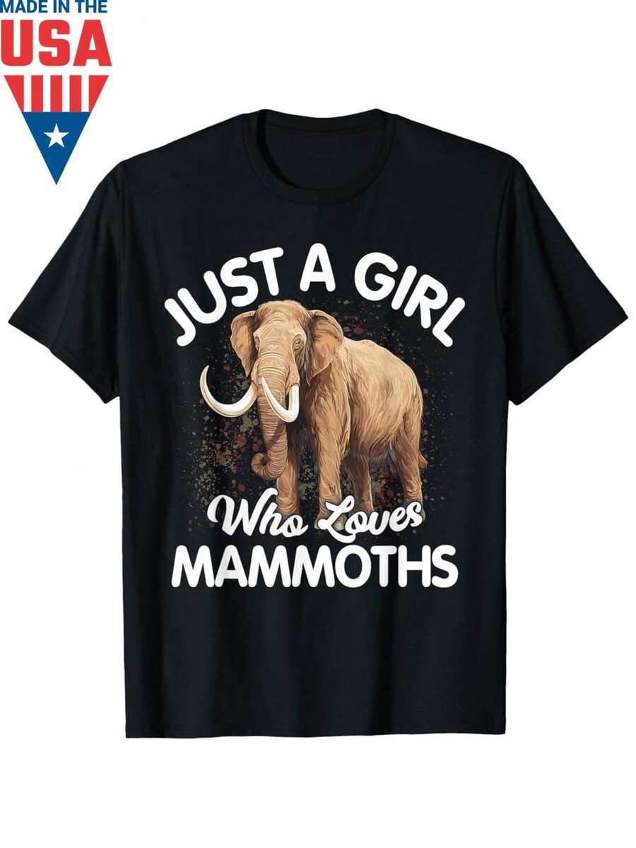 Just A Girl Who Loves Mammoths Floral Women Girls T Shirt