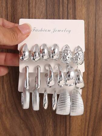 6-18 件几何纹理吊坠环状耳环，时尚波西米亚风格，适合作为节日、假日送给家人和朋友的礼物（纸卡包装）