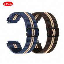 Correa de reloj de liberación rápida - Opción de ancho - Correas de reloj de 20 mm y 22 mm, correa de nailon elástica ajustable de bucle único como repuesto para hombres y mujeres - Correa elástica 20, 22 (estilo rayado) - Ver 11