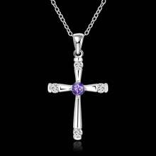 Classic Charms 925 Sterling Silver Cross Pendant Crystal Necklace For Women Christmas Gifts Luxur Party Wedding Jewelry
