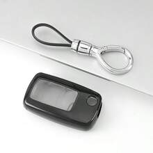 适用于大众迈腾、高尔夫4/3/5/6、MK6、帕萨特、途安、宝来、途观、捷达、朗逸、明锐等车型的汽车钥匙保护壳，精致高端，男女皆宜。 - 銀色橢圓扣 - 查看 18