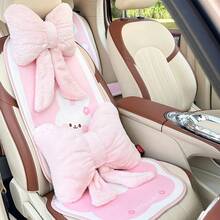 1PC Pink Bow Pillow Car Interior Seat Decoration, Cute And Comfortable Car Neck Pillow Plush Warm Bow Seat Waist Pillow Pillow Pillow, Home Pink Bow - 彩色 - 查看 11