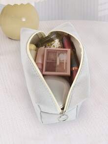 1pc Women's Minimalist Makeup Tool Cosmetic Bag, Travel Toiletry Pouch Essential For Back To School - Grey - View 6