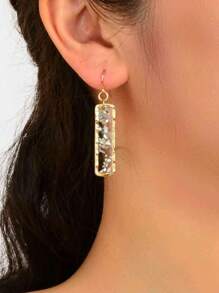 1 Paar neue Design Muschel Dekor transparente Acryl geometrische vergoldete quadratische Anhänger Hänge Ohrringe für Frauen als täglicher Schmuck