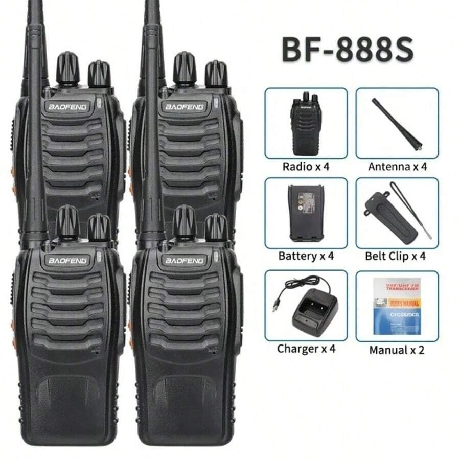 4pcs BAOFENG BF-888S Amateur Handheld Two-Way Radio UHF Walkie Talkie, Portable For Hiking, Cycling, Camping - BF-888S-4PCS - View 1