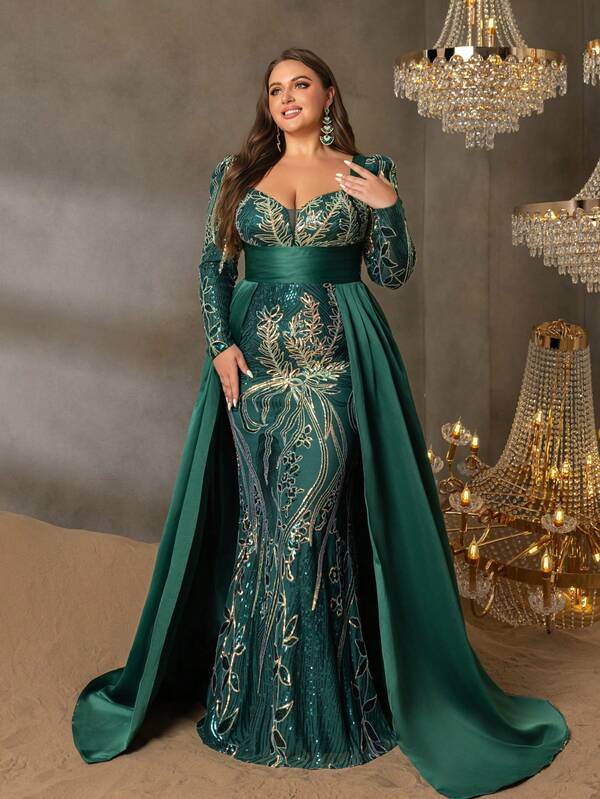 Faeriesty Robe de soirée élégante et galbée avec broderie complexe, manches transparentes et encolure en forme de cœur - idéale pour les tapis rouges, les mariages, les dîners de gala et les fêtes Top de gamme