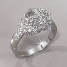 Sparkling Fashion Rings For Women, Suitable For Engagement, Wedding, Birthday Party, Anniversary Gift - Silver - View 6