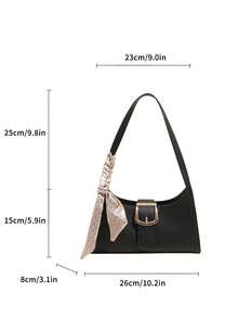 1 Stück Krokodil-geprägter Riemen Dekor, minimalistisch modische Baguette Tasche mit Schultergurt und Schal