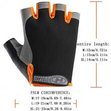 1双骑行手套男士半指运动健身女士夏季薄款户外动感单车防滑半指透气防滑工作单杠骑行半手套送给男朋友、老公、爸爸的礼物 - 黑色 - 查看 4