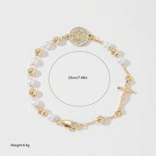 1 pieza Pulsera católica con cuentas de 5MM, 19CM, de dos colores, en estilo cruz italiana, regalos de boda de San Benito