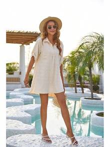 Women's Swimsuit Cover - Ups White Chiffon Bikini Swimwear Beach Dress Outfits Summer 6HQS - Beige - 查看 9