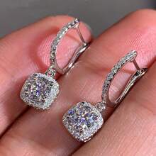 1 Pair Romantic Cubic Zirconia Drop Earrings For Women For Wedding Engagement Anniversary Party Jewelry Valentine's Day Gift