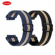 Correa de reloj de liberación rápida - Opción de ancho - Correas de reloj de 20 mm y 22 mm, correa de nailon elástica ajustable de bucle único como repuesto para hombres y mujeres - Correa elástica 20, 22 (estilo rayado) - Ver 16