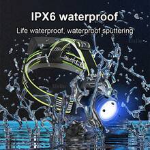 Nueva lámpara frontal de alta potencia con 5 * XHP50.2 LED, con pantalla digital, carga tipo C y universal, lámpara portátil para la cabeza para pesca nocturna - Negro - Ver 10