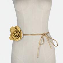Blooming Satin Rose Lace-Up Necklace, Waist Chain, Chest Flower Shapewear Waist Belt, Vintage Decorative Accessory For Women