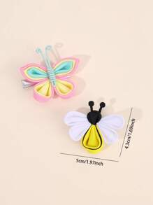 4pcs Cute Bee Butterfly Hair Clips For Girls Colorful Butterfly Bee Grosgrain Ribbon Bow Alligator Clips Cute Butterfly Bee Insect Barrettes Unique Vacation Hairpins Teens Hair Accessories