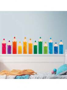 1 Set Watercolor Pencil Decorative Stickers For Classroom/Bedroom Decor, Glass Window, Office Switch Decoration, Scrapbooking, Stationery, School Supplies School Supplies,Back To School