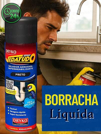 Borracha Liquida Impermeabilizante Spray Emborrachado 400ml Dryko Veda Super Resistente, Flexível