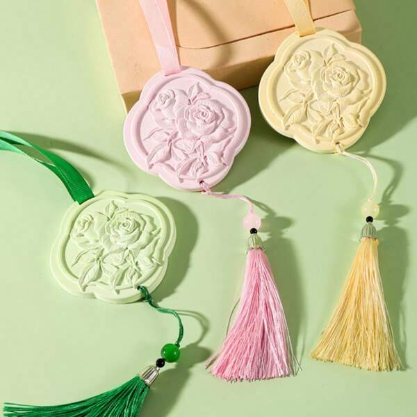 1pc/3pcs Car Aromatherapy Pendant, Rose Scented Stone, Long-Lasting Fragrance Gypsum Aromatherapy Pendant For Home Bedrooms And Wardrobes.