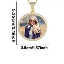 1pc Personalized Photo Pendant Necklace - Hip Hop Luxury Style, Sparkling Rhinestones, Non-Magnetic - Perfect For Men, Ideal For Christmas, Thanksgiving, Teacher's Day, Back To School, Graduation Gifts, Personalized Necklace