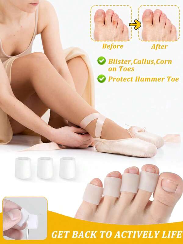 10PCS Medical Silicone Toe Protectors Bunion Blister Hammer Toe Relief Cushions Anti-Friction Breathable Toe Sleeves For High Heels Athletic Shoes Travel & Office