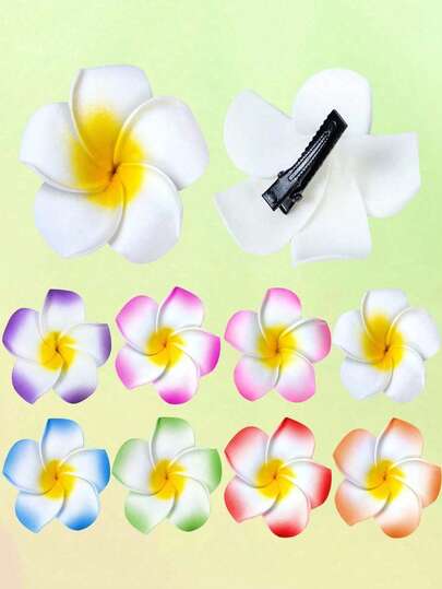 Fermagli per capelli a forma di fiore hawaiano, fermagli per capelli in schiuma a forma di fiori di prugna, decorazioni per feste hawaiane, abbigliamento per vacanze in spiaggia e piscina, forniture per feste hawaiane, nozze. Fiori artificiali da donna, fiori in schiuma Plumeria