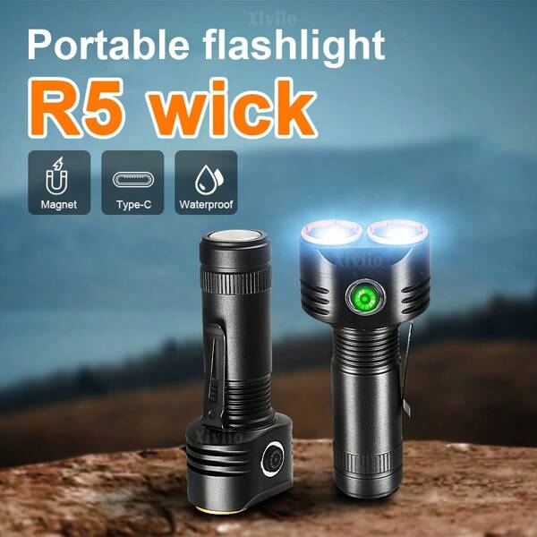 Ultra-Portable Mini Flashlight With 6 LED Cores, Magnetic Base, High-Intensity Long-Distance Beam, Multi-Level Dimming Modes, Outdoor Home Clip-On Cap Light, Ideal For Night Riding, Camping, Repair, And Exploration