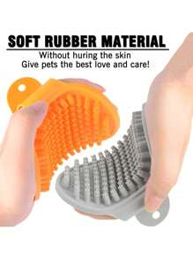 2 pièces/set Brosse de toilettage pour animaux de compagnie, brosse de shampooing pour animaux de compagnie avec poignée à boucle réglable, convient aux chiens et chats à poils courts et longs, massage doux
