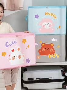 1pc Toy Storage Box,Cartoon Print Basket Organizer. Cute Basket With Handle. Animal Decoration, Book Basket, Gift Basket, Laundry Baskets Storage Basket Sundries Toy Storage Box