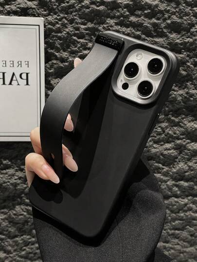 1pc Black Liquid Silicone Phone Case, Anti-Fall Thick 2.5cm Fashion Phone Cover With Large Camera Cutout, Compatible With Apple 7/8/X/11/12/13/14/15/16 Series