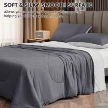 HOMFINE Cooling Comforter Japanese Double-Sided Cold Tech Fabric Cooling Blanket Night Sweats Hot Sleepers, Q-0.45 Soft Breathable Silky Smooth Lightweight Summer Comforter