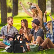 Local Shipping-Femuar Reusable Lunch Box For Men/Women - Insulated Lunch Bag Leakproof Lunchbox For Work Office Picnic Beach - Freezable Lunch Cooler Bag With Adjustable Shoulder Strap - Black - 03-黑色 - 查看 8