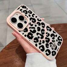 Estuche para teléfono 1 estuche para teléfono móvil con estampado transparente magnético con estampado de leopardo blanco y negro, adecuado para estuche para teléfono 16 15 14 13 12 11 Pro Max Admite carga inalámbrica, uso de material acrílico avanzado, unisex. - Rosa - Ver 3
