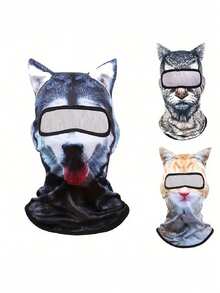 1 cái/2 cái Unisex 3D Animal Pattern Face Shield Outdoor Funny Water Sports Hat UV Protection Animal Head Cover (Mèo, Chó), Thích hợp cho sử dụng hàng ngày, Du lịch, Đi bộ đường dài, Trượt tuyết - Nhiều màu - Xem 7