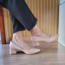 Women's Pumps Block Heel 5cm Comfortable Elegant Work - Nude tự nhiên - Xem 3