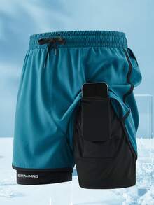 3pcs/Set Men's New Shorts With Inner Pockets, 5-Inch & 3-Inch Workout Athletic Shorts 2 Pieces Sets, Anti-Chafe