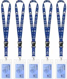 5 Pack Lanyard With Waterproof ID Badge Holders For Cruise Ship Cards, Essentials For Royal Caribbean, Carnival, NCL Cruise 2025 (Mix) - 海軍藍 - 查看 13