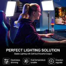 Đèn LED chiếu video điều chỉnh được 10 inch kèm chân đế 63" và giá đỡ điện thoại – 3 nhiệt độ màu, có thể điều chỉnh độ sáng, thích hợp cho phát trực tiếp, chụp ảnh, họp Zoom và làm vlog. Phù hợp cho chụp ảnh, quay video, phát trực tiếp, họp Zoom, làm vlog, có chân đế. Đèn selfie, đèn điện thoại. Thích hợp cho chụp ảnh, quay video, phát trực tiếp, họp Zoom, làm vlog, có chân đế. Chụp ảnh, quay video, phát trực tiếp, họp phòng, làm vlog. - màu đen - Xem 3