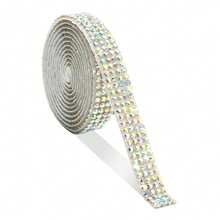 自粘水晶钻钻石丝带 12.1 卷 0.9 厘米宽 共 12.1 码 多功能 DIY 装饰闪亮宝石艺术工艺品贴纸胶带闪光鞋衣服（多种颜色）