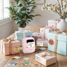 Marklife Marklife P50 Pink Thermal Label Maker, Mini Thermal Sticker Barcode Label Printer Without Ink, Suitable For Business, Home, And Office Use, Compatible With Android And Apple Systems, With 1 Roll Of 1.57*1.18inch White Label Paper